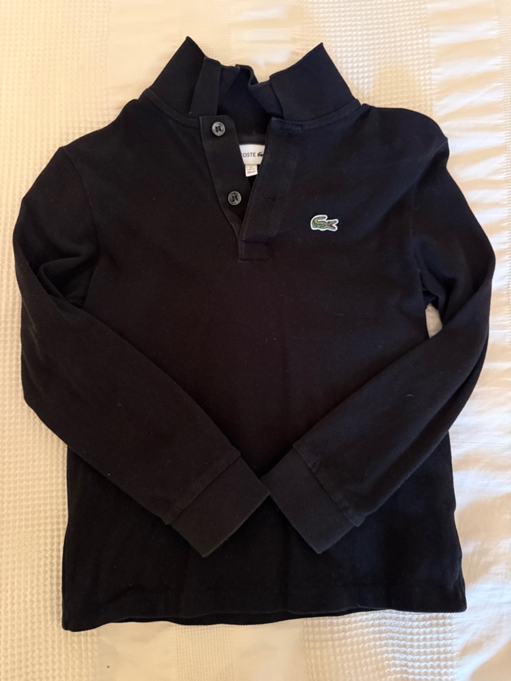 Lacoste Kids Black Long Sleeve Polo with Crocodile Logo